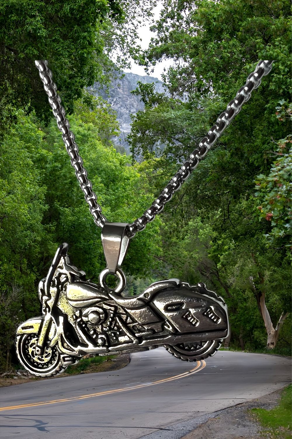 Men&#39;s Stainless Steel Motorcycle Biker Skull Pendant Necklace Chain