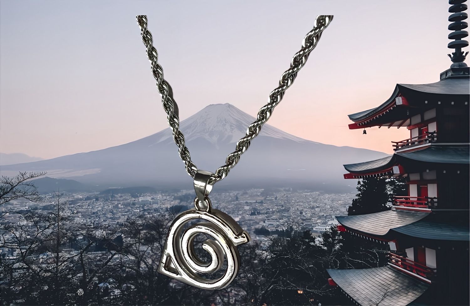 Naruto Shippuden Hidden Leaf Village Logo Pendant Stainless Steel Necklace