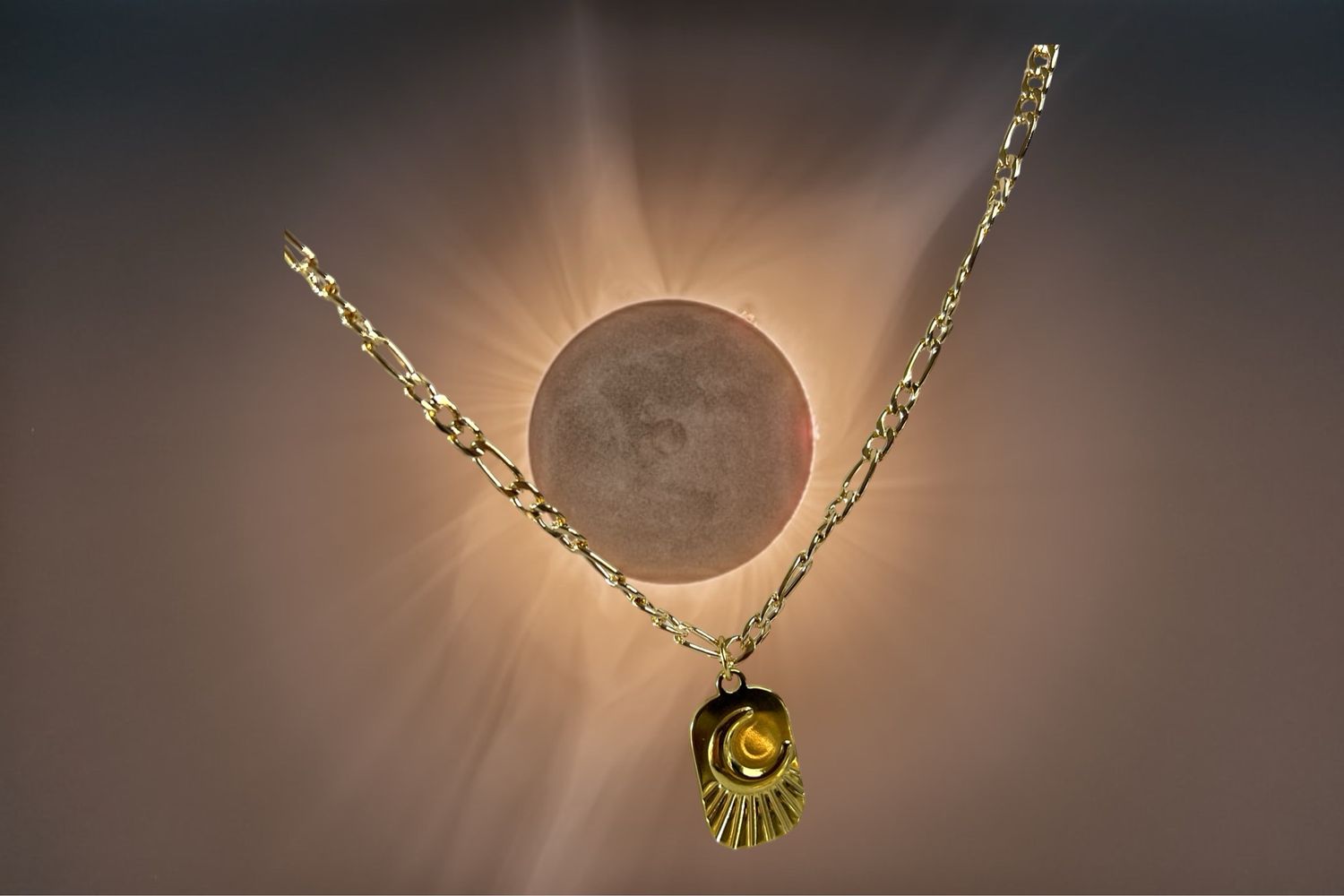 Celestial Sun And Moon 14K Gold Plated Stainless Steel
