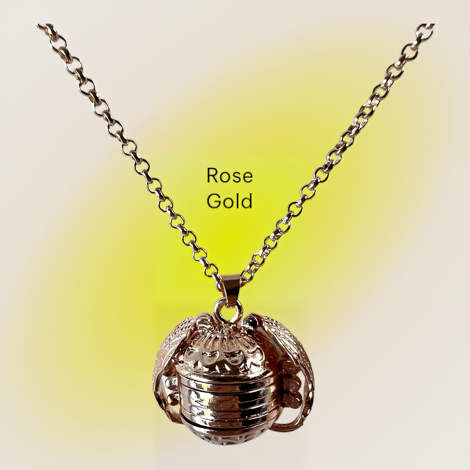 Winged Locket Gold Tone 5 Pic