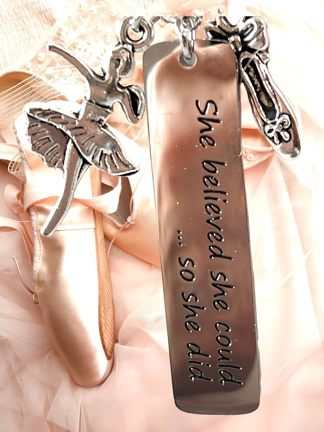 Ballet Necklace With Message Of Encouragement, stainless steel