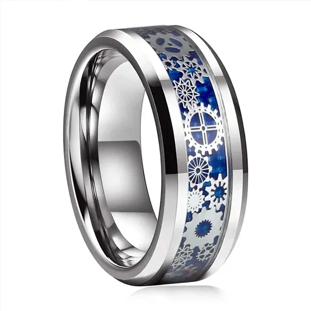 STEAMPUNK RING BLUE &amp; SILVER