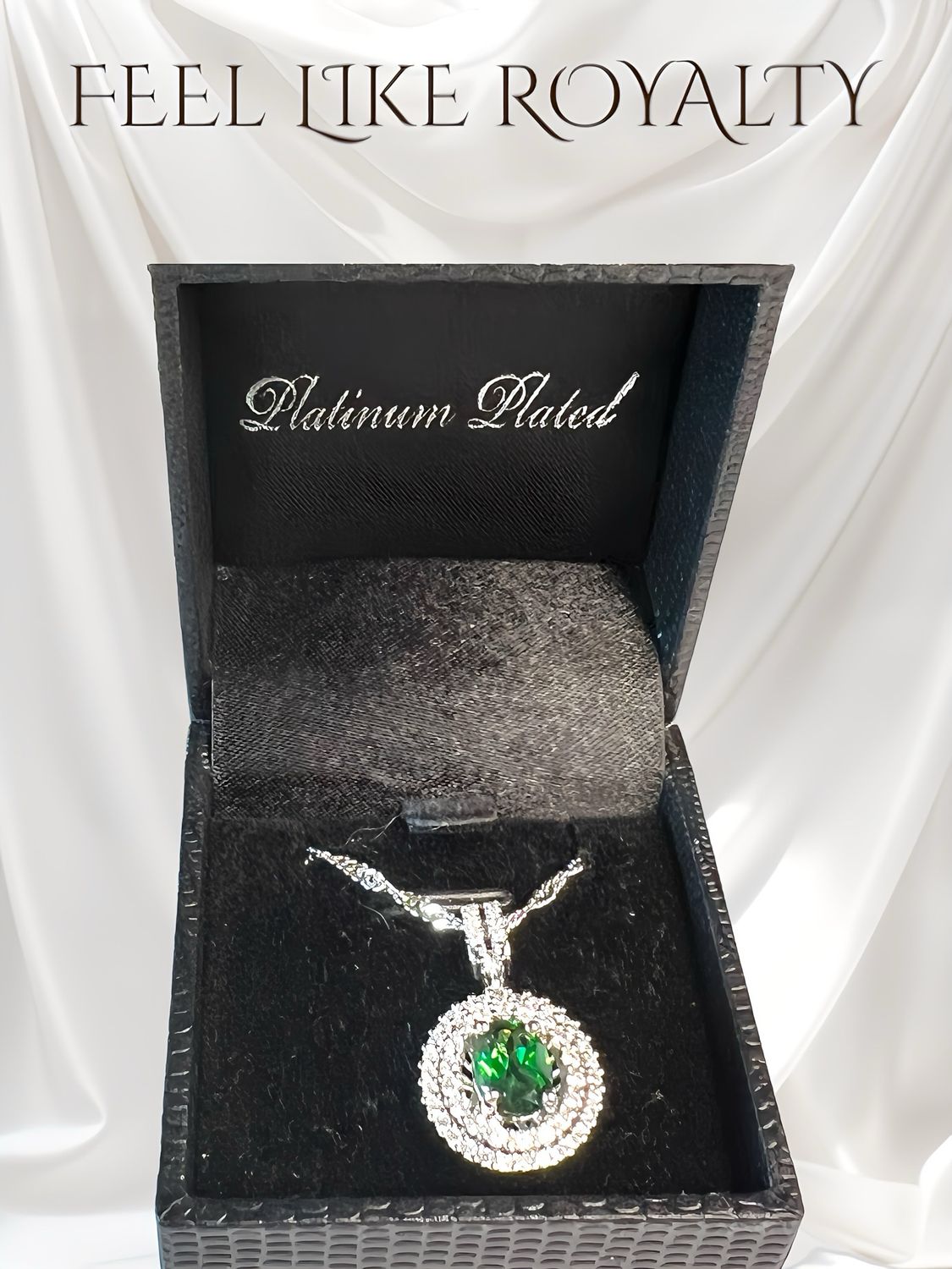 Sterling Silver Necklace With  Cubic Zirconia, Created Emerald