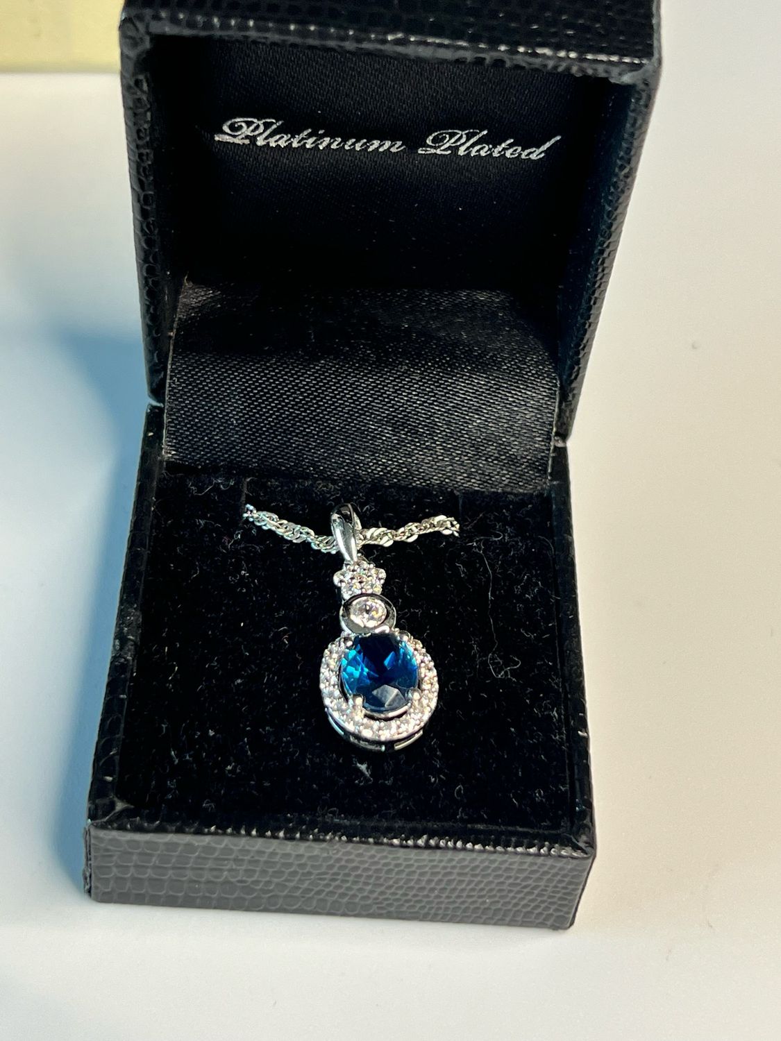 Sterling Silver With Created Amethyst and Cubic Zirconia, Platinum Plated