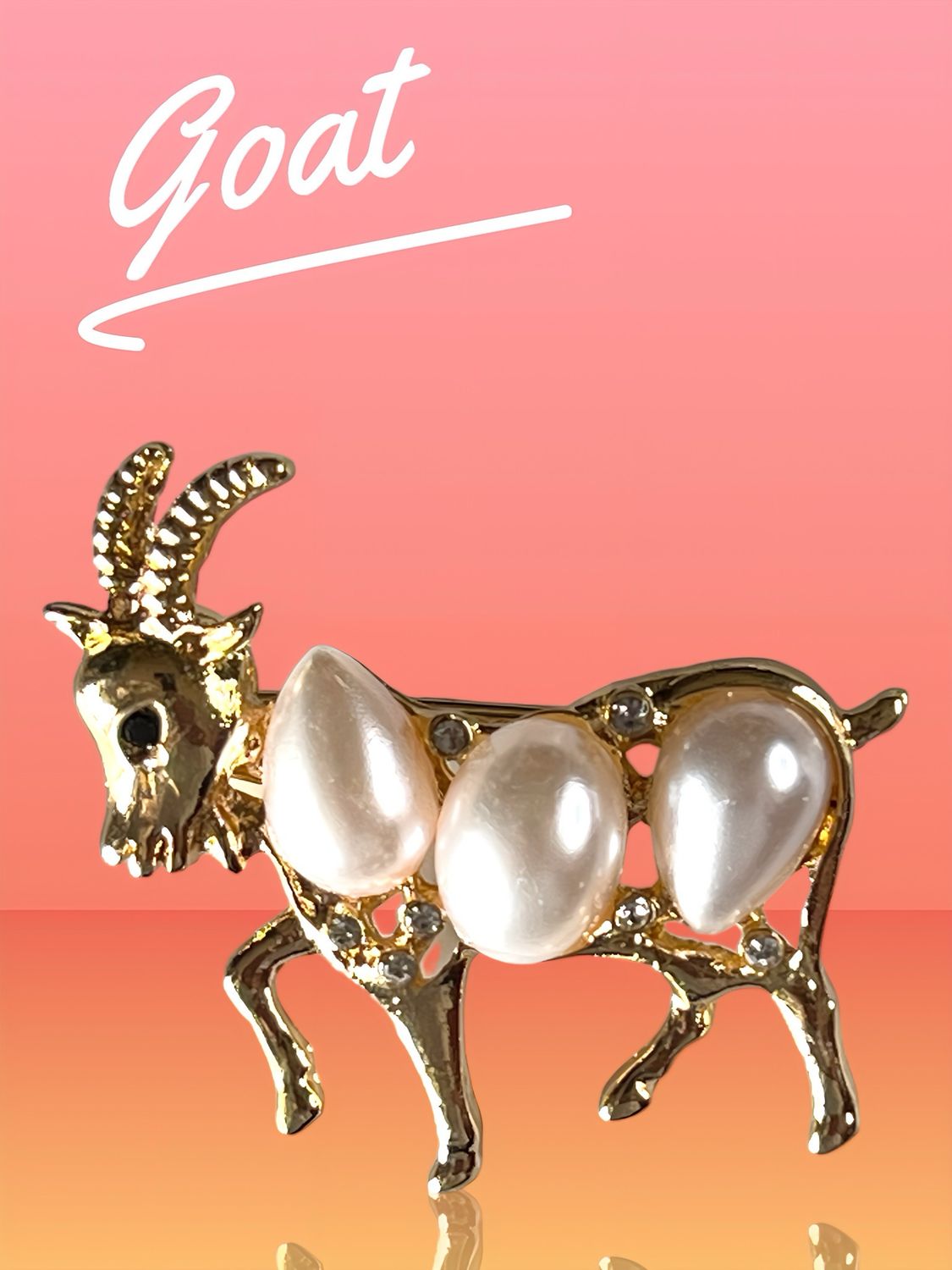 Goat Pearl Brooch