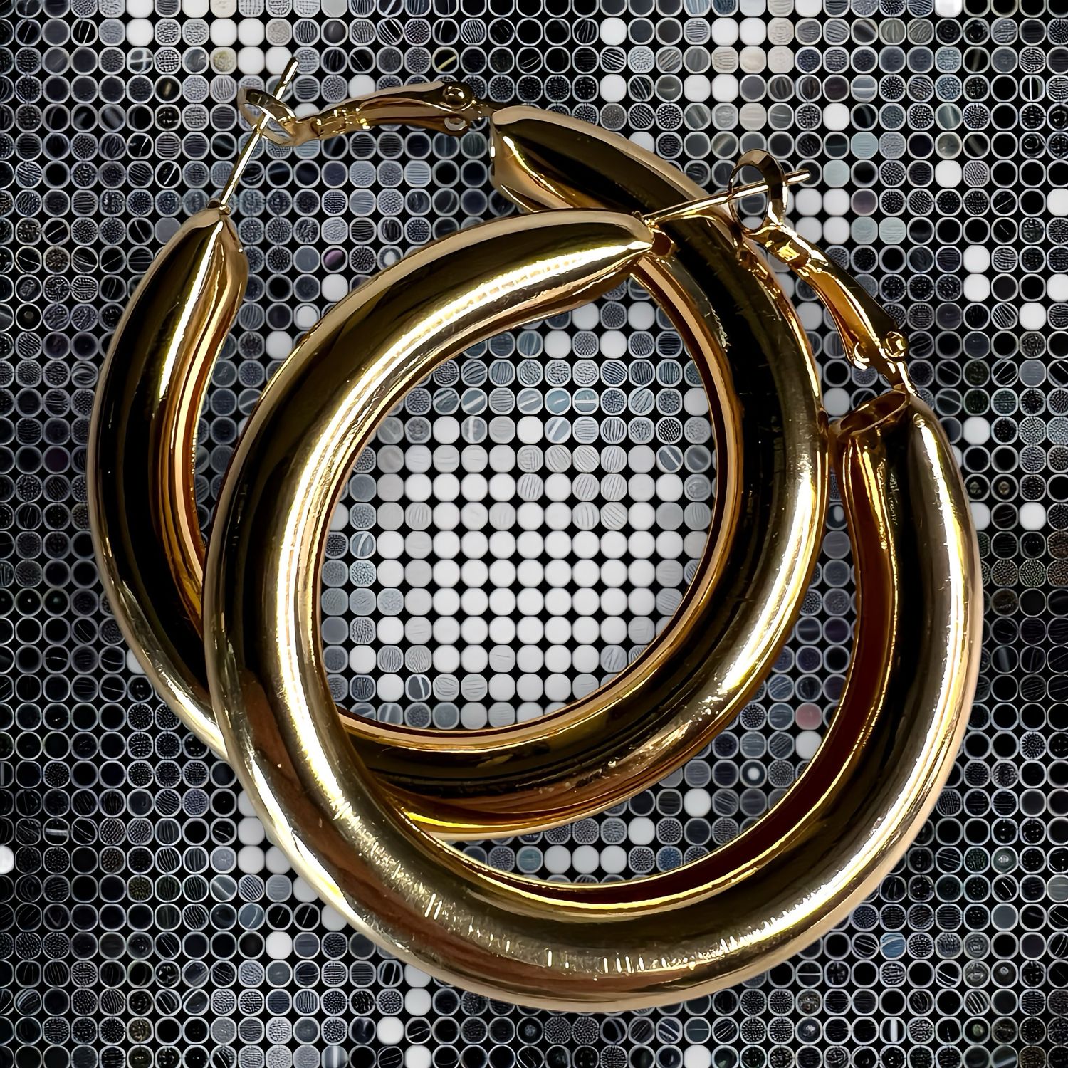 Gold Hoop Earrings 1.5” Hollow 5mm Thick Hoops