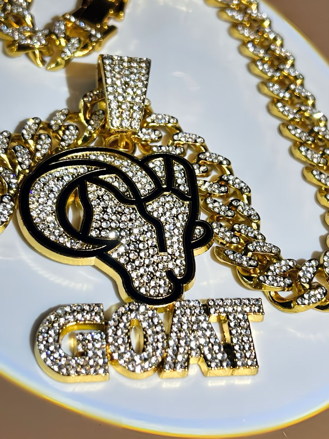 Goat Bling, Boho Jewelry Iced Out Pendant Chain