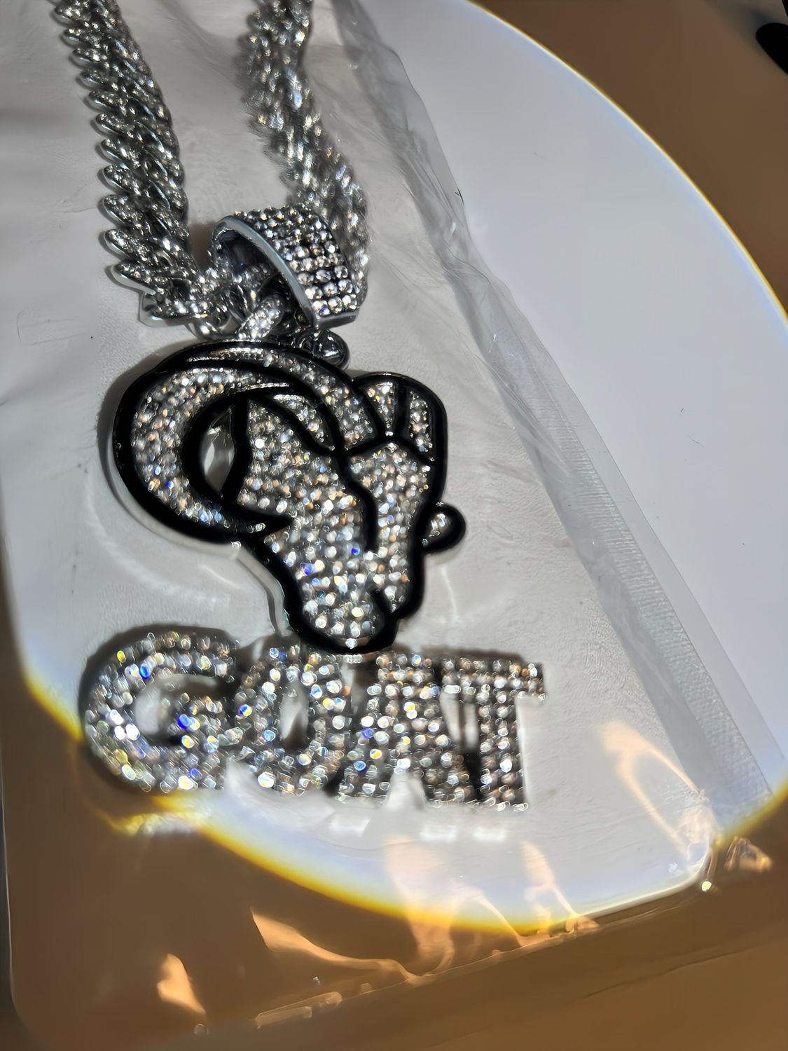 Goat Bling, Boho Jewelry Iced Out Pendant Chain