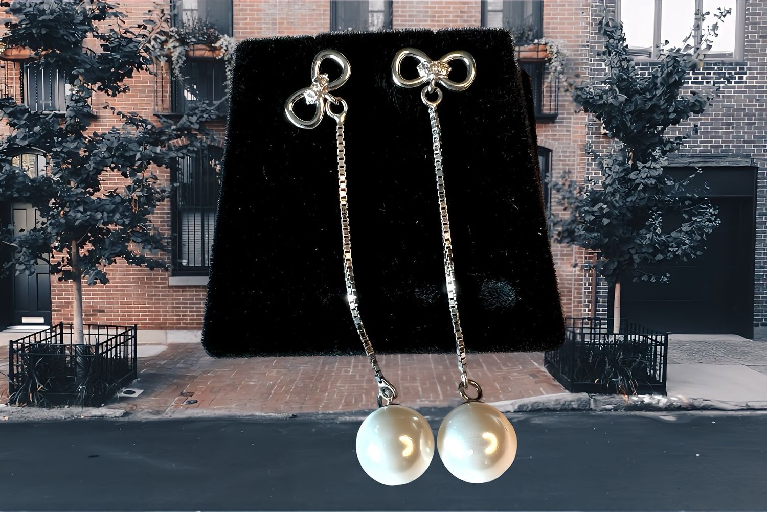 D Perlla Sterling Silver Pearl Drop Earrings