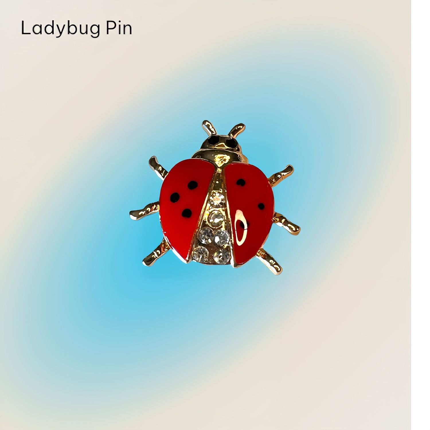 18K Gold Plated Crystal Rhinestone Ladybug Brooch