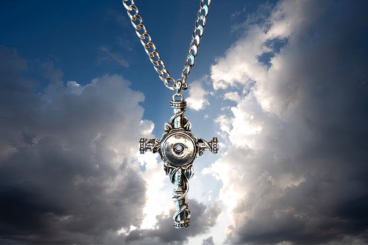 Massive Snap Cross 2”x3”, Stainless Steel 30” Chain