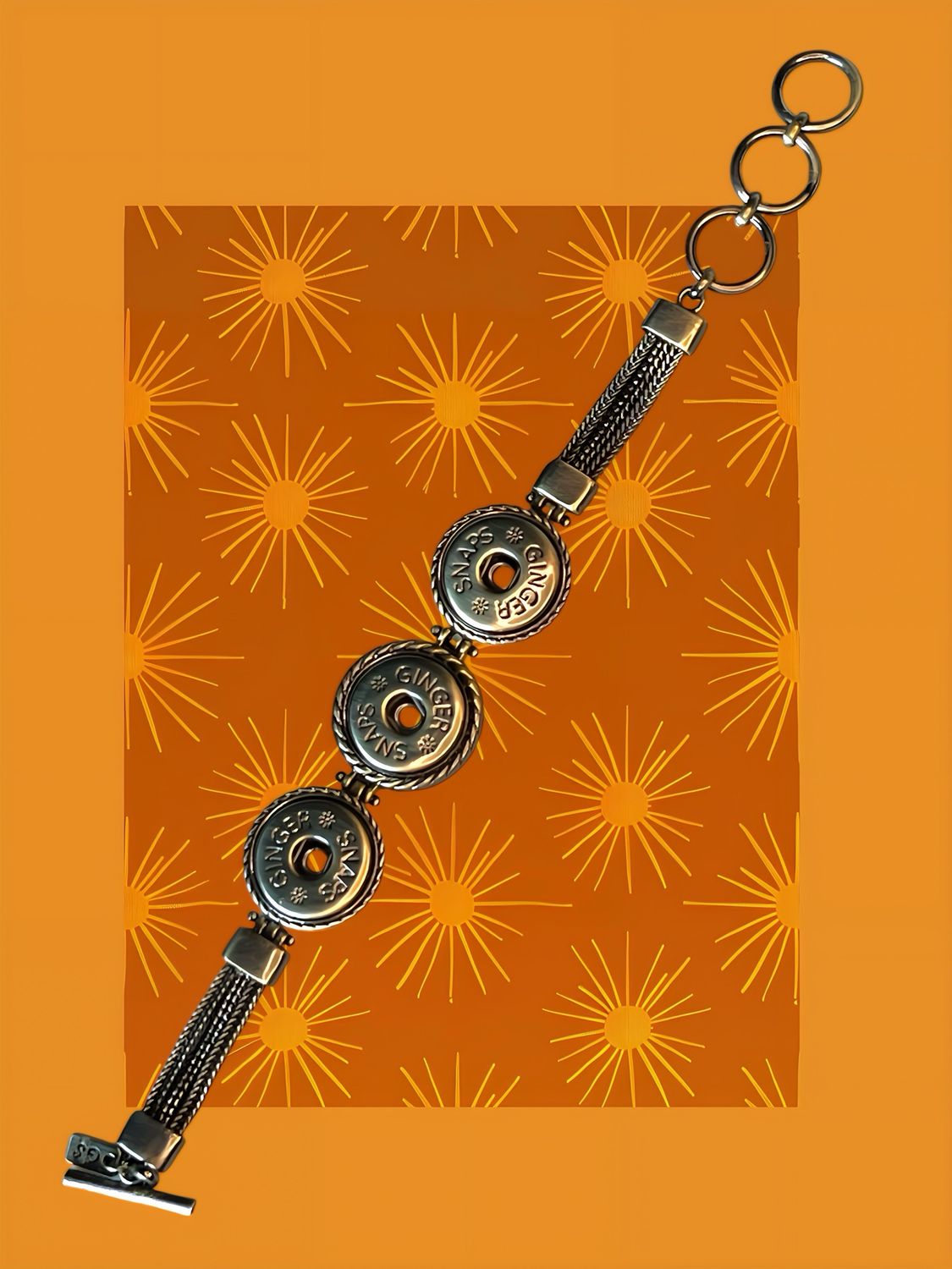 Ginger Snap Antique Brass Three Snap Bracelet
