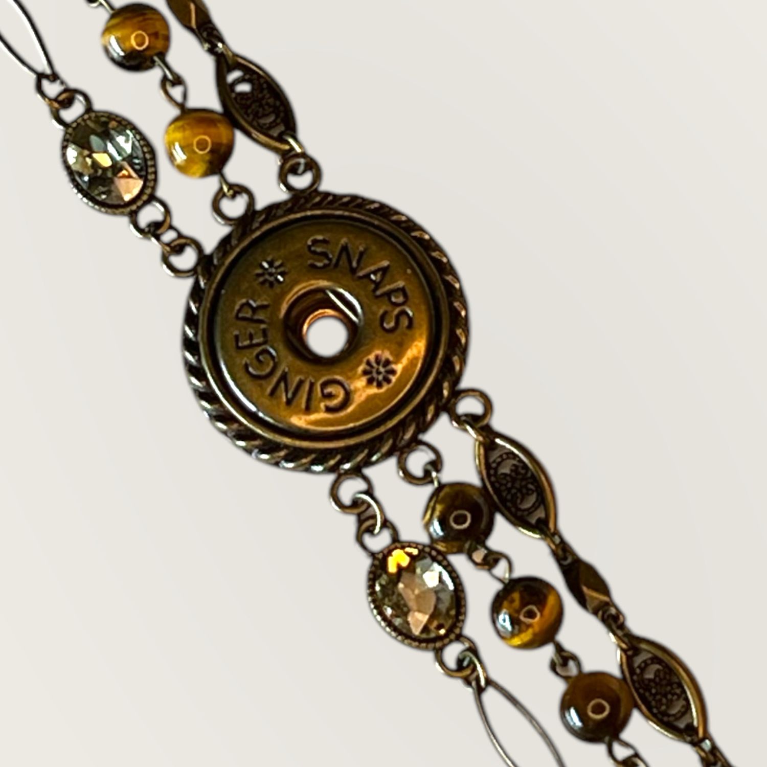 Ginger Snap Antique Brass, Tiger, Stone, And Rhinestone
