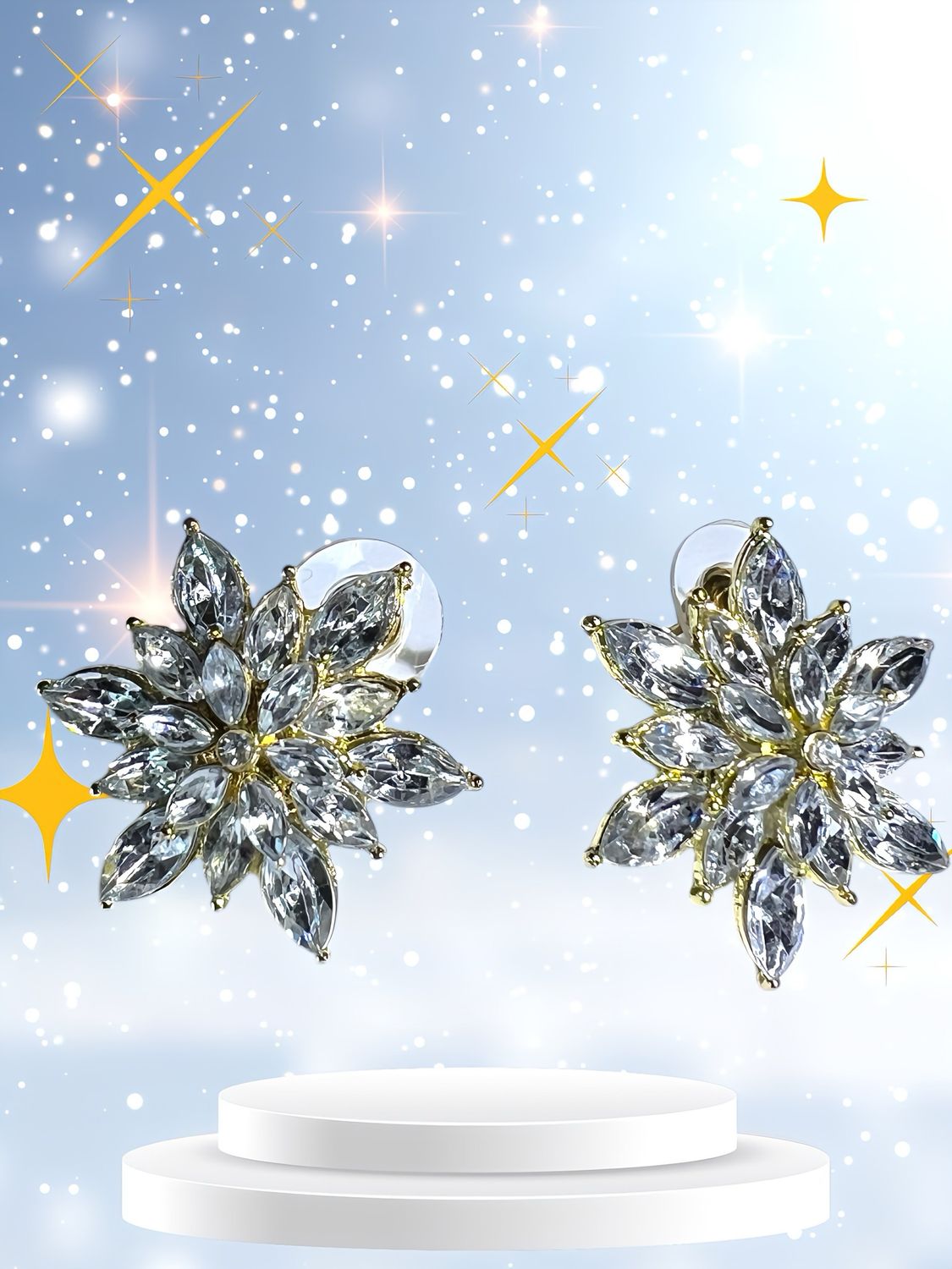 Crystal Snow Flower Stud Earrings
