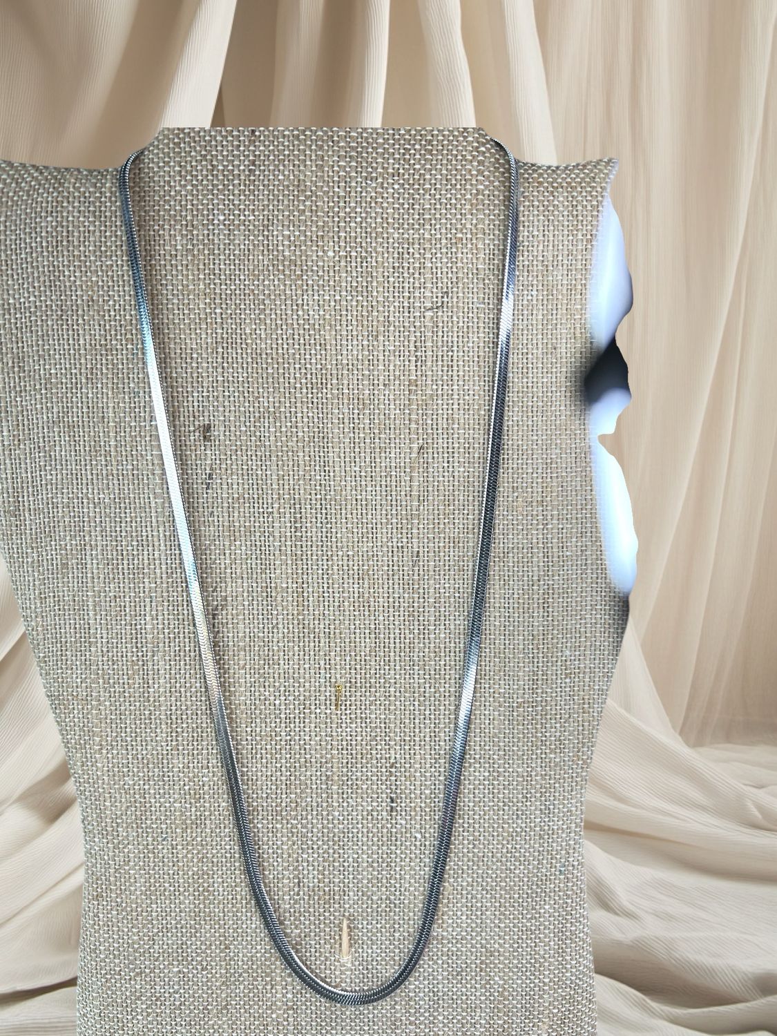 Herringbone Chain Necklace, Silvertone