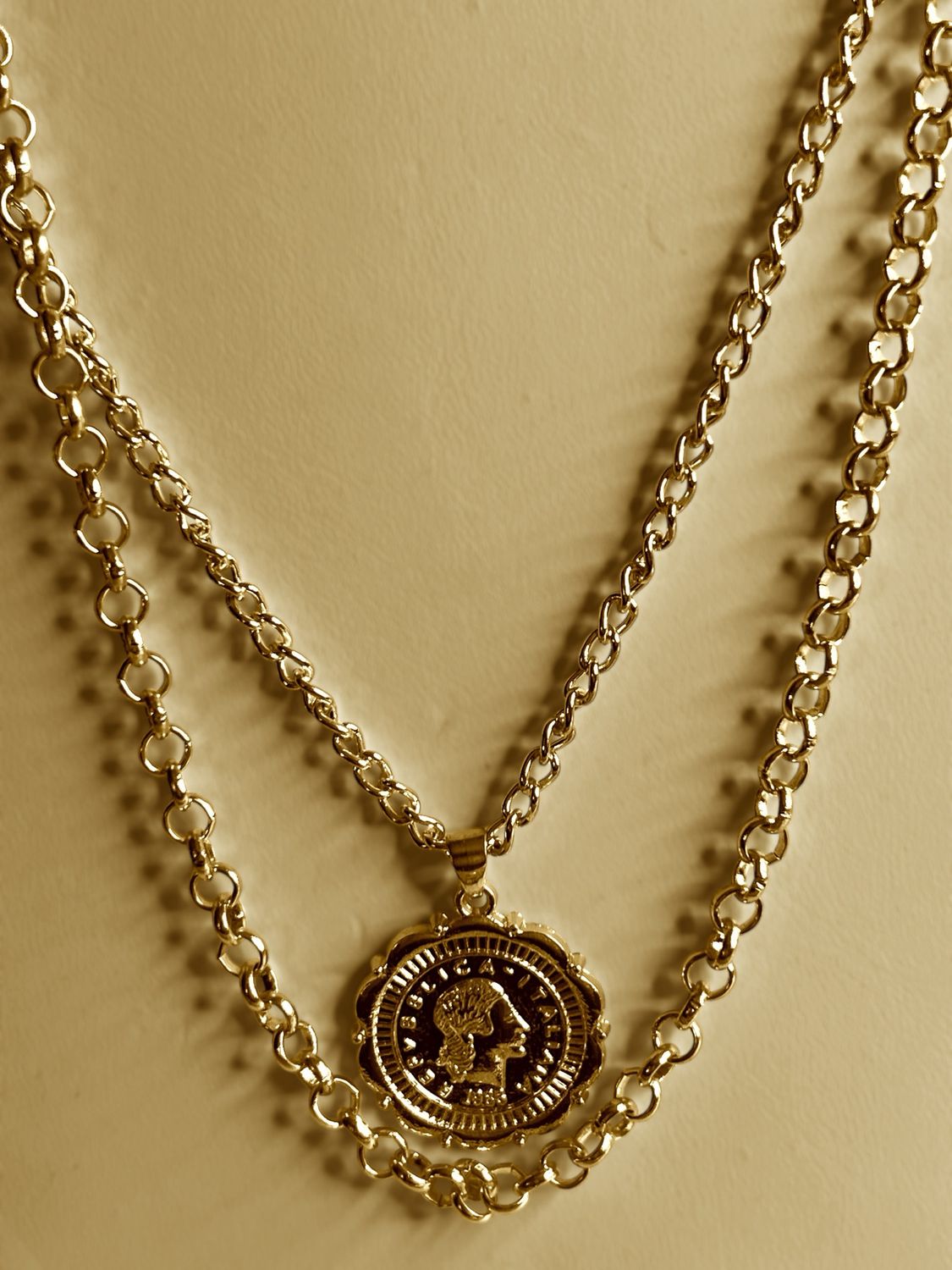 Gold Tone Chains With Coin Medallion Chain 18”-19”
