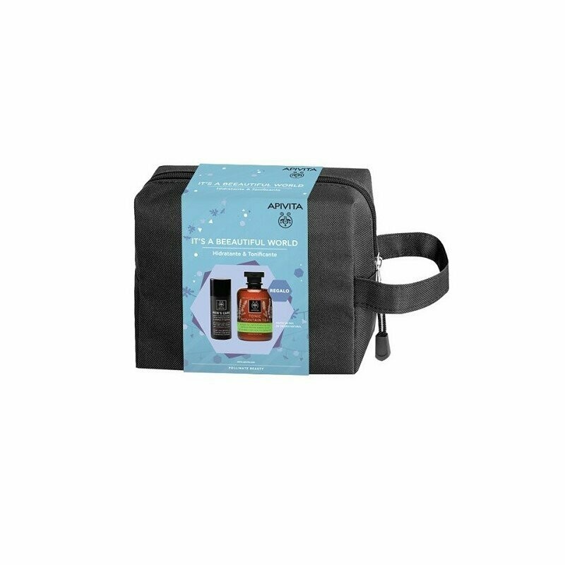 APIVITA PACK NECESER HOMBRE CREMA FACIAL Y DE CONTORNO OJOS ANTIARRUGAS & ANTIFATIGA + GEL DE BAÑO DE TÉ  DE MONTAÑA