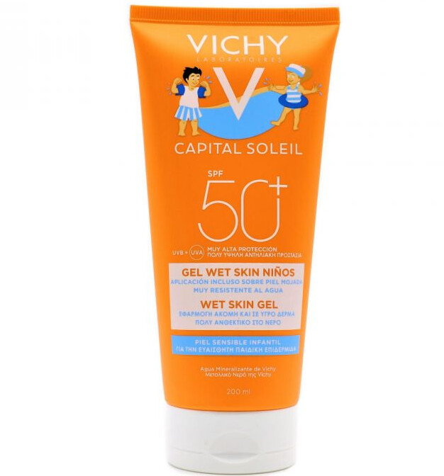 VICHY CAPITAL SOLEIL GEL WET SKIN NIÑOS SPF 50+ 200 ml