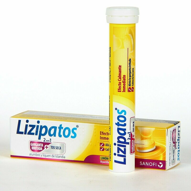 LIZIPATOS 2 EN 1 GARGANTA IRRITADA Y TOS SECA COMPRIMIDOS PARA CHUPAR NATURALES