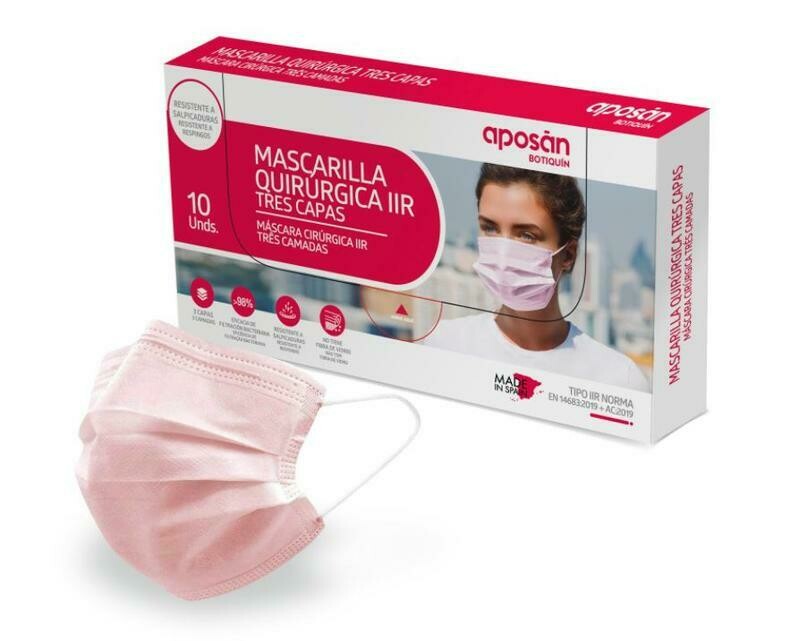 MASCARILLAS QUIRURGICAS IIR COLOR ROSA CAJA 10 UNIDADES