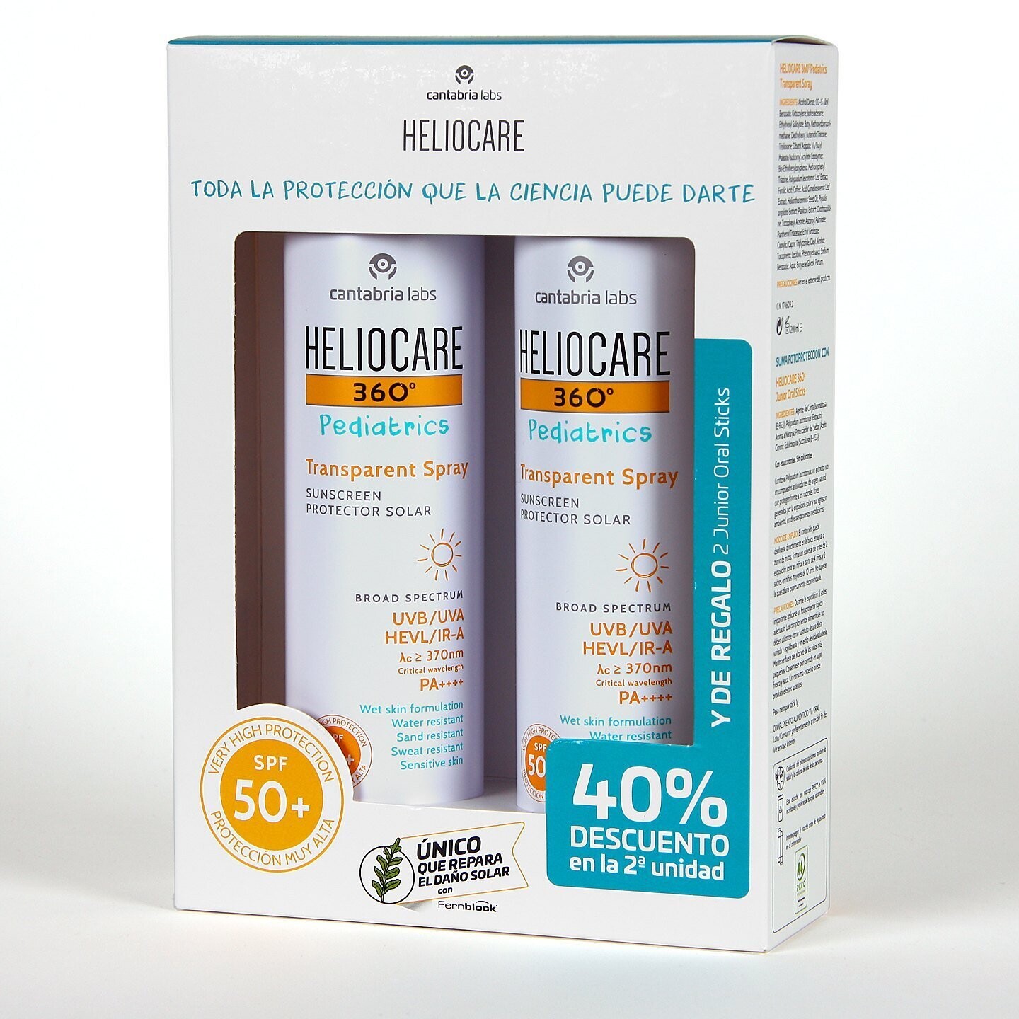 HELIOCARE 360 PEDIATRICS TRANSPARENT SPRAY PACK DUPLO AHORRO