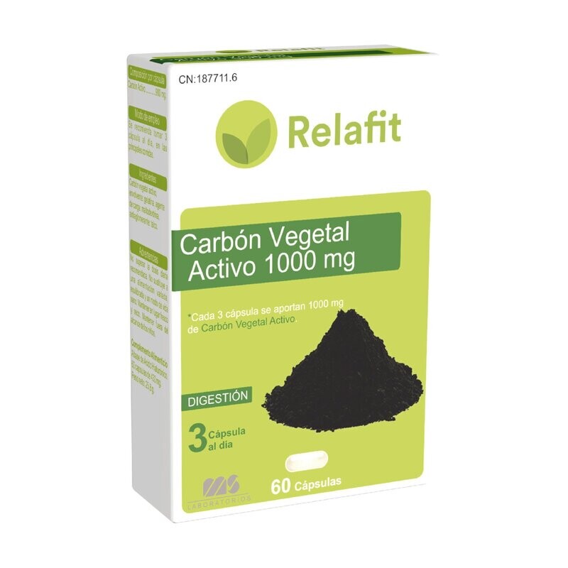 CARBON ACTIVO VEGETAL 1000MG RELAFIT 60 CAPSULAS