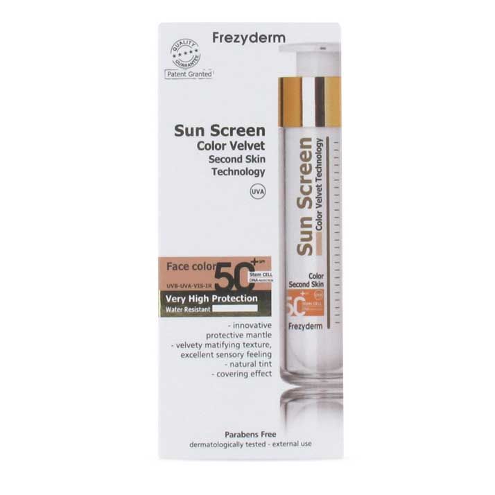 FREZYDERM SUN SCREEN VELVET 50+ SPF CON COLOR  50 ML