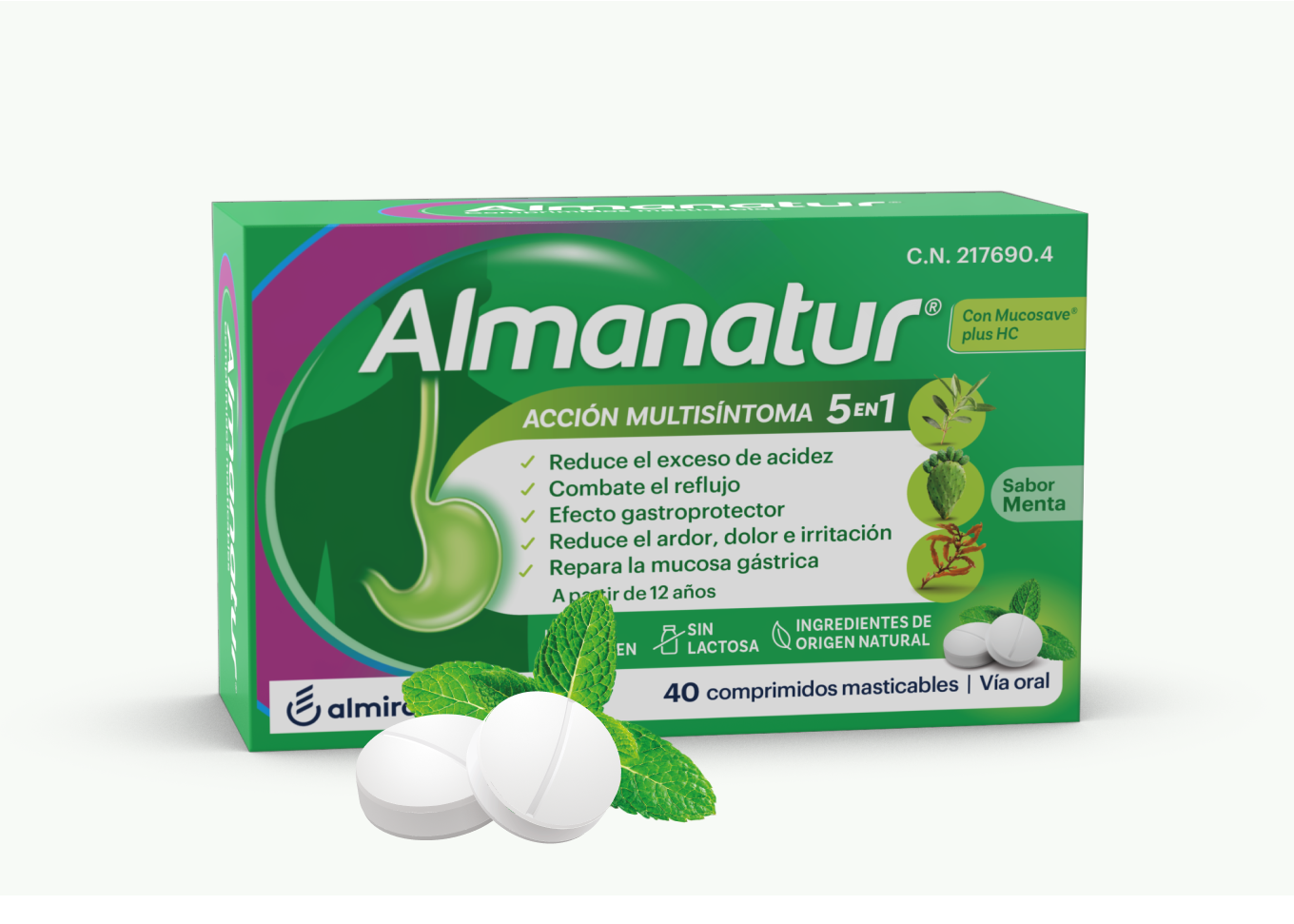 ALMANATUR COMPRIMIDOS MASTICABLES SABOR MENTA 40 COMPRIMIDOS