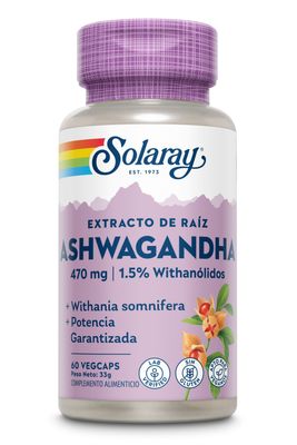 SOLARAY ASHWAGANDHA 60 CAPSULAS VEGETALES SOLARAY ASHWAGANDHA 60 CAPSULAS VEGETALES