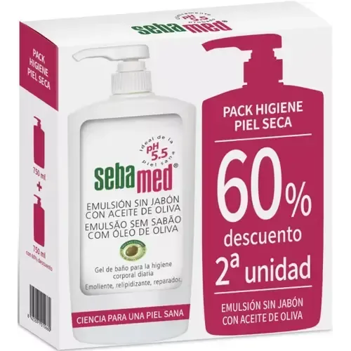 SEBAMED EMULSION SIN JABON CON ACEITE DE OLIVA PACK 2 X 750 ML