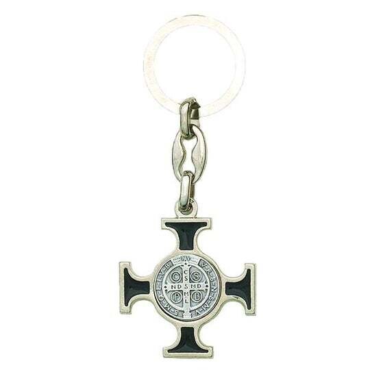 St. Benedict Enamel Key Ring Black