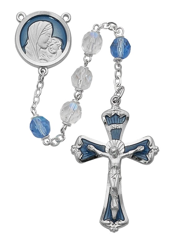 7mm Light Blue Rosary w/Enamel