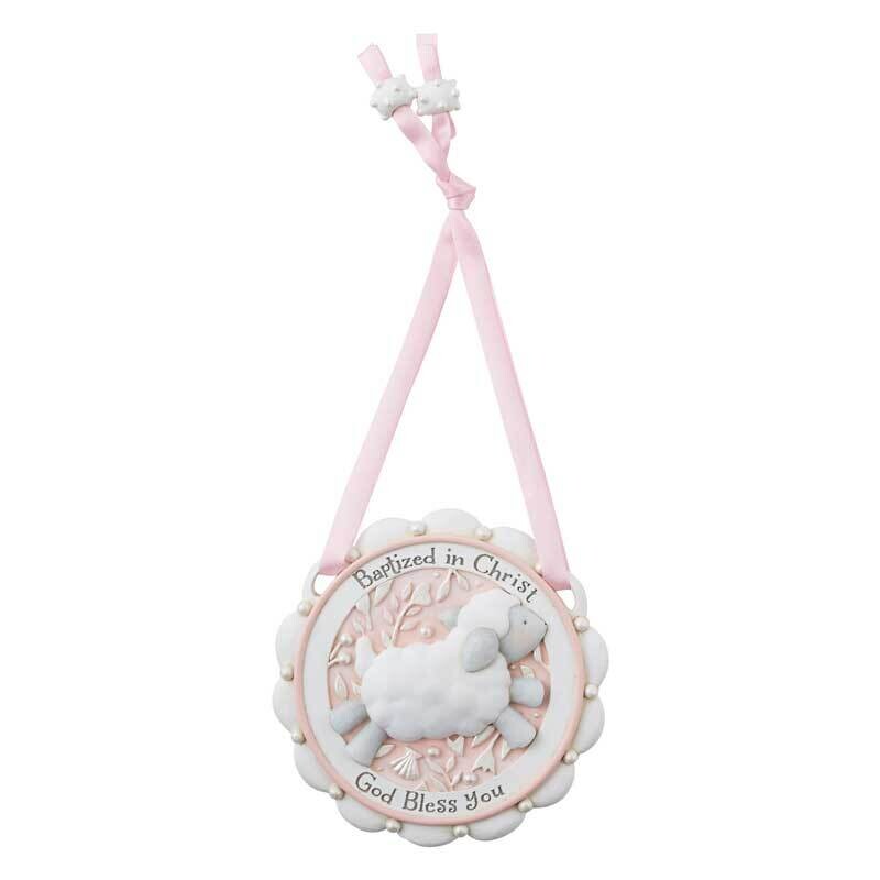 AG Baptism Crib Medal Pink