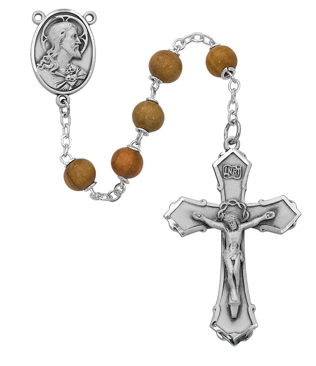 Rosary - 7mm Olive Wood 20&quot; Sacred Heart Rosary