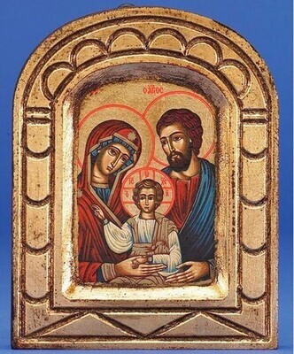 Holy Family Arched Gold Leaf Icon