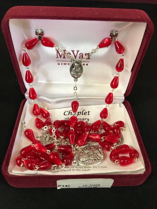 18&quot; Seven Sorrows Red Teardrop Chaplet