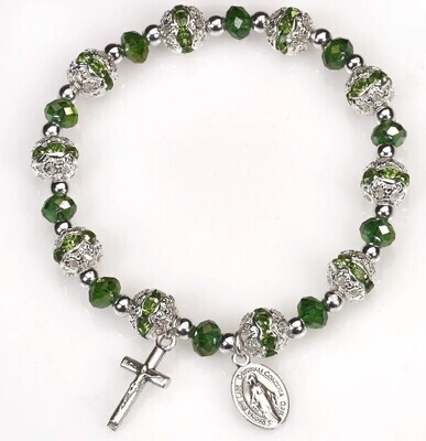 Green Silver Capped Beads Bracelet Lumen Mundi
