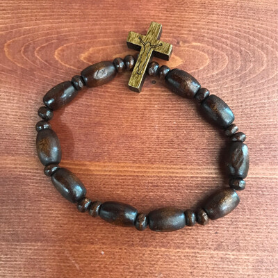 Wooden Bracelet w/ Crucifix