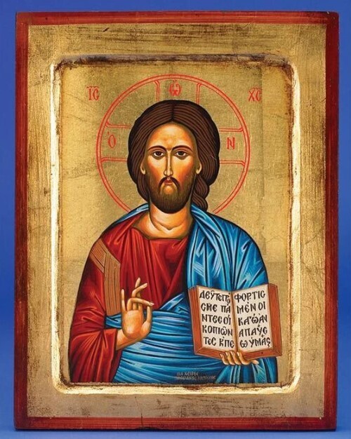 Christ The Teacher (Pantocrator) Hand Painted  Gold Leaf Finish
