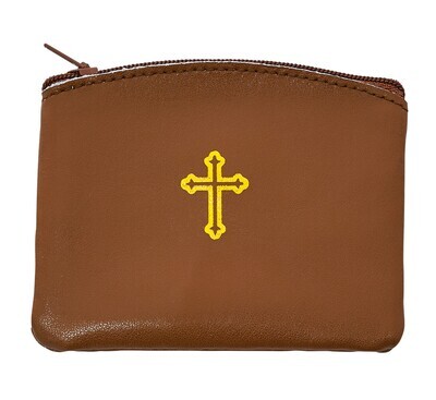 Rosary Pouch - Brown Leather
