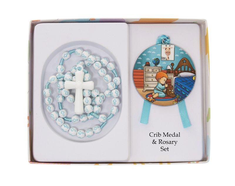 Boy&#39;s Crib Medal and Rosary