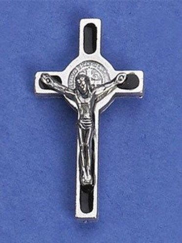 St Benedict black crucifix lapel pin