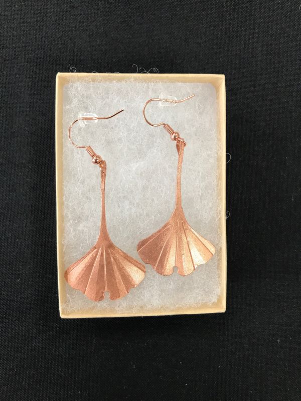 Ginkgo Leaf Earrings Copper - Small