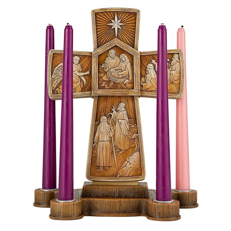 12&quot; Nativity Cross Advent Candleholder