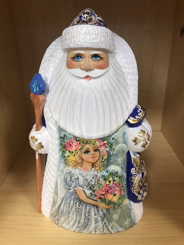 Blue and Gold Santa with Snowmaiden