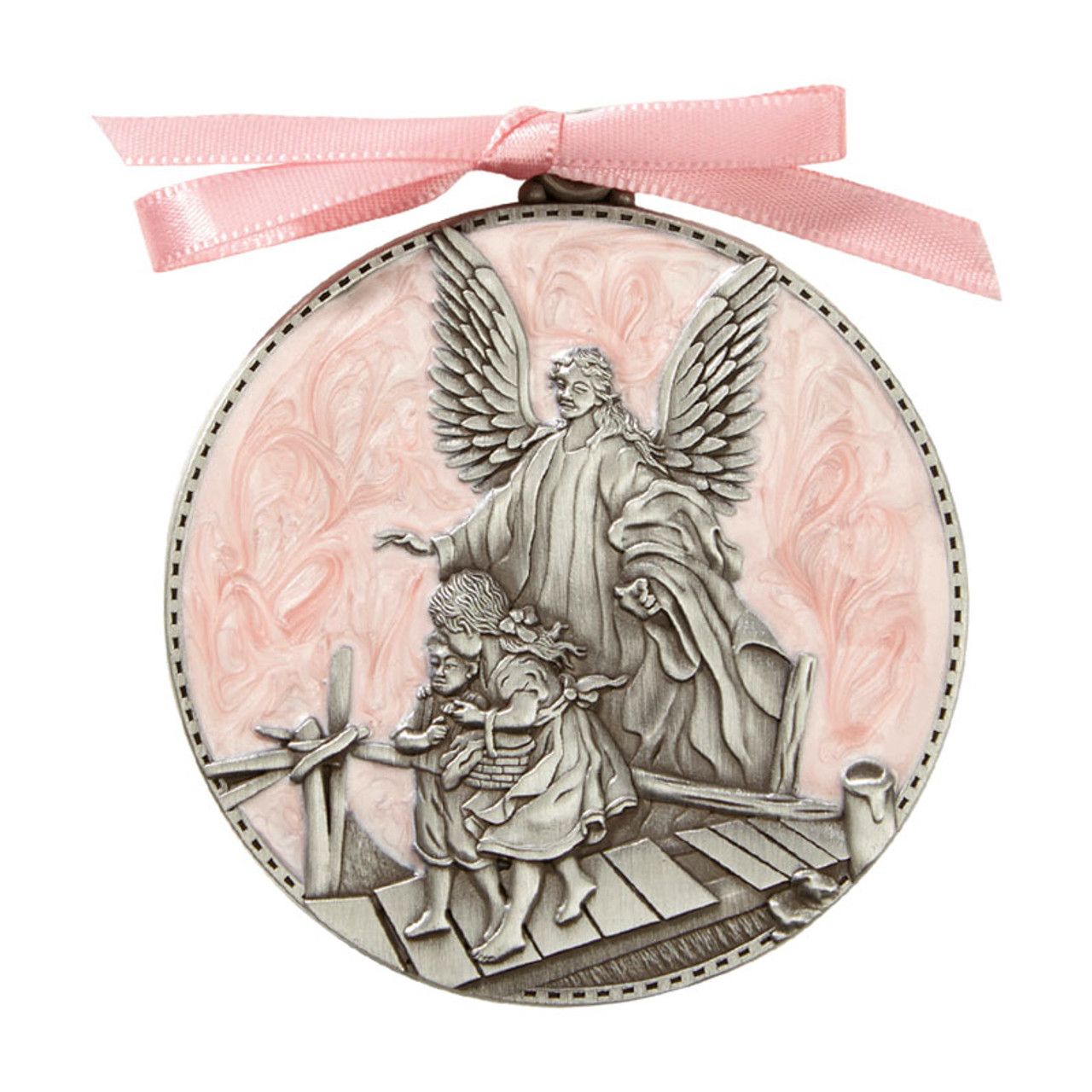 GUARDIAN ANGEL CRIB MEDAL PINK