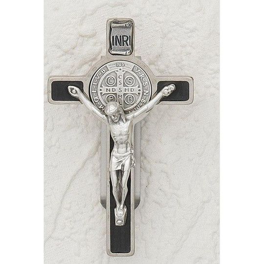 St. Benedict Blk Crucifix Visor Clip