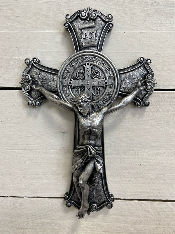 10.25" St. Benedict Crucifix Silver Tone