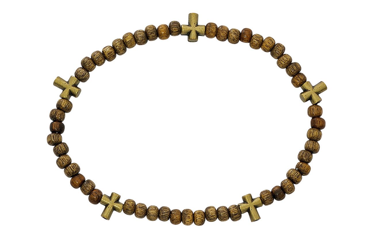 Brown Wood Cross Bracelet