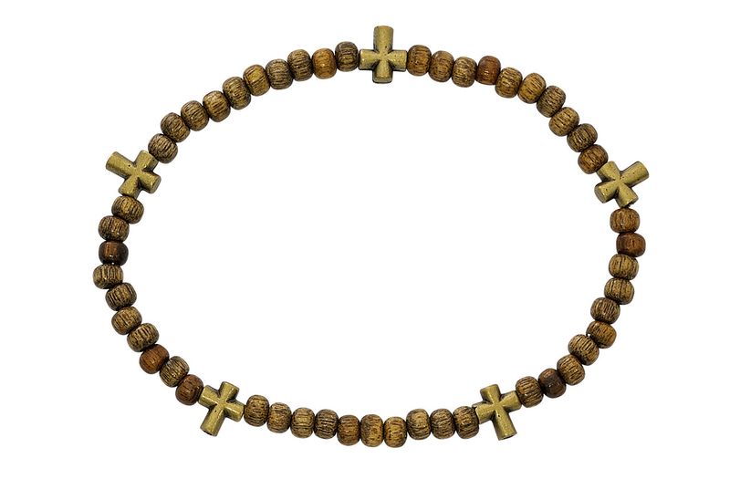 Brown Wood Cross Bracelet